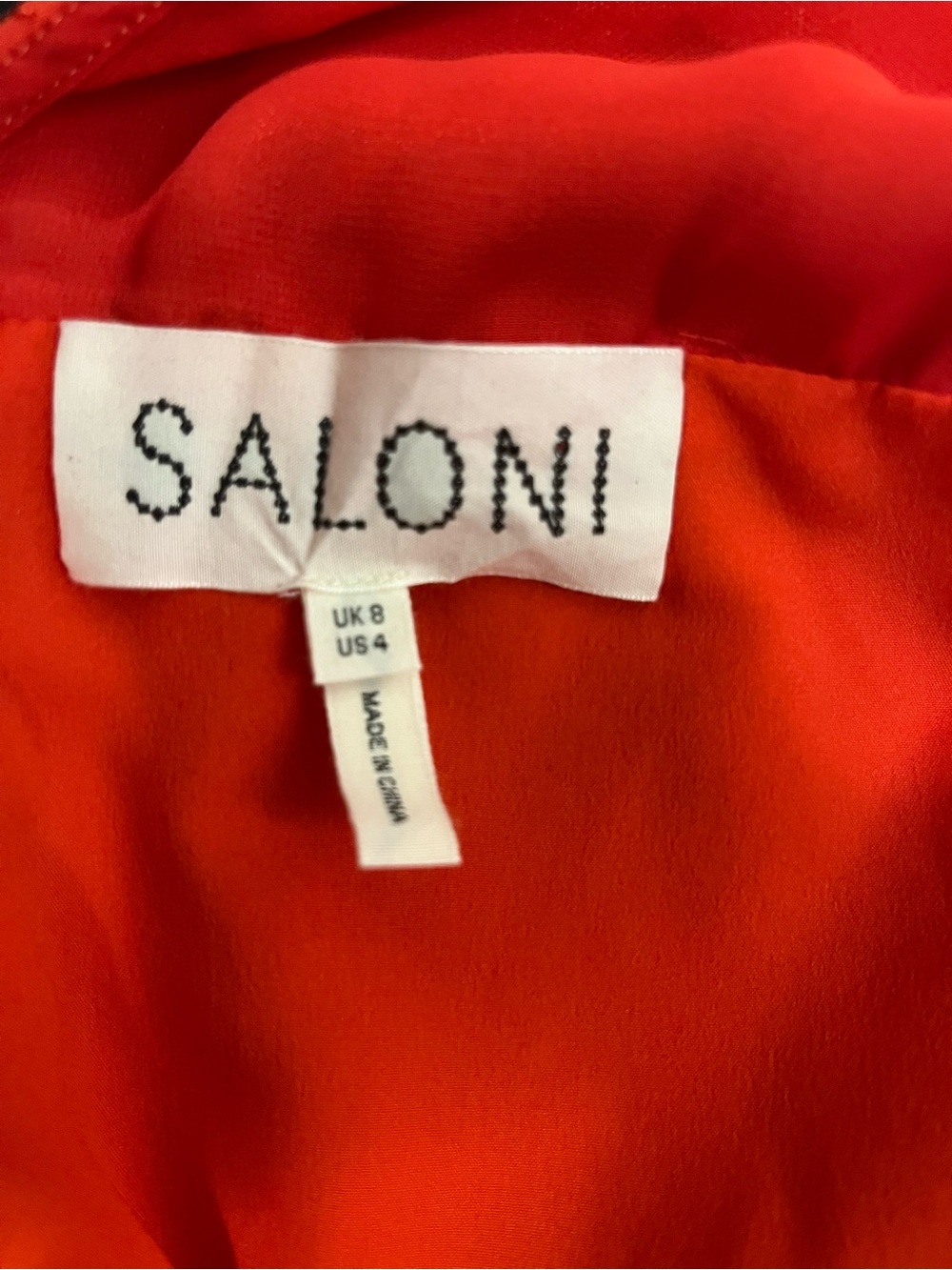 Saloni Rina B Mini Dress Women's Silk Jacquard Ruffle Puff Sleeve Poppy Red 4 - Picture 14 of 14